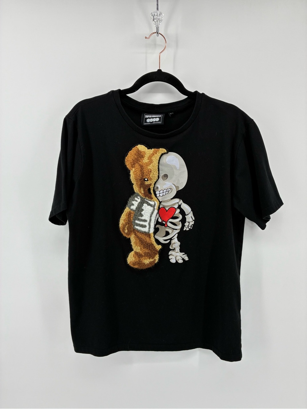 Black Teddy-Skeleton Graphic Short Sleeve Tee